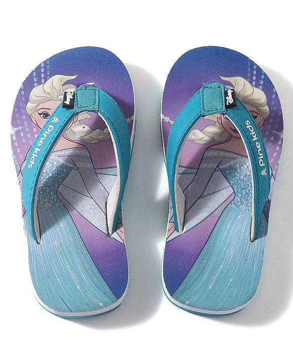 Pine Kids Disney  Slip On Flip Flops With Disney Frozen Print-Teal Blue