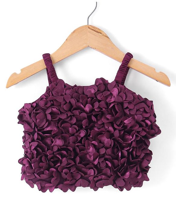 Babyhug Sleeveless Net Flowered Choli & Lehenga with Dupatta - Purple