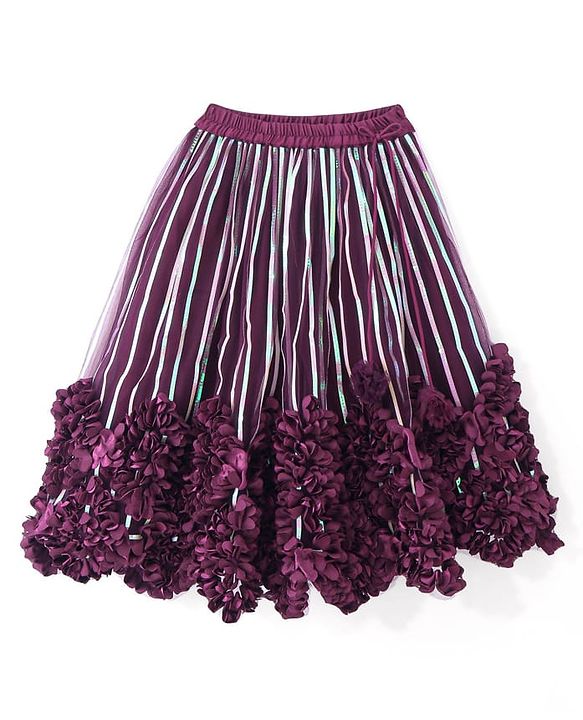 Babyhug Sleeveless Net Flowered Choli & Lehenga with Dupatta - Purple