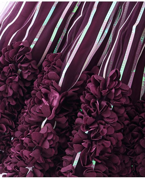 Babyhug Sleeveless Net Flowered Choli & Lehenga with Dupatta - Purple