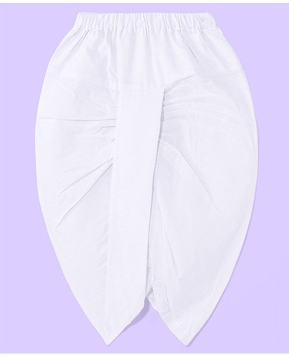 Babyhug Cotton Schiffly Full Sleeves Kurta Dhoti Set - White