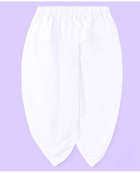 Babyhug Cotton Schiffly Full Sleeves Kurta Dhoti Set - White