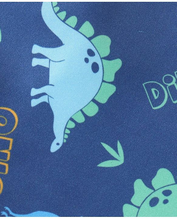 Babyhug Full Sleeves Legged Swimsuit Dino Print -  Blue