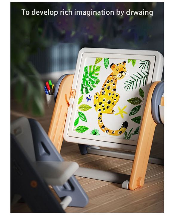 Babyhug 7-in-1 Multifunctional Block Table and Chair Set - Multicolour