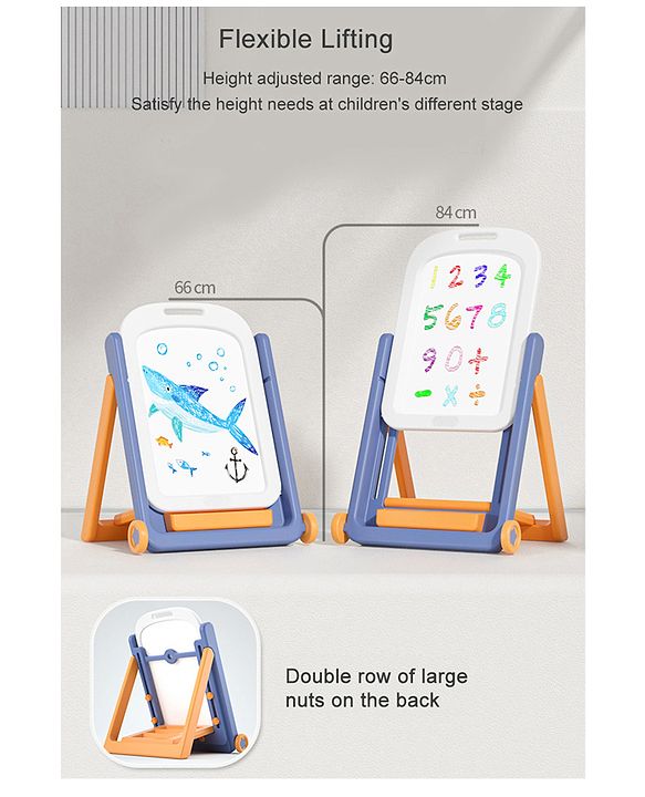 Multifunctional Block Drawing Table  Multicolor| Foldable Easel Board| Anti-glare Nanometer Coating| Comfortable Chair| With Wheels & Storage| Adjustable Height| Easy to Wipe