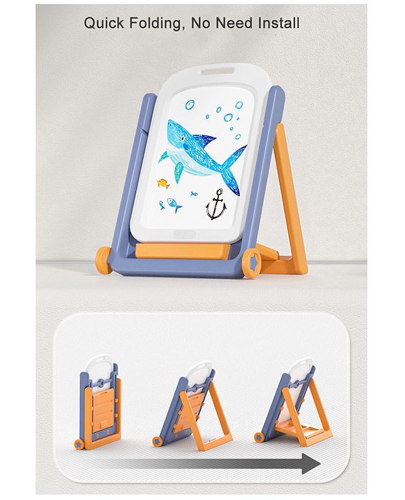 Multifunctional Block Drawing Table  Multicolor| Foldable Easel Board| Anti-glare Nanometer Coating| Comfortable Chair| With Wheels & Storage| Adjustable Height| Easy to Wipe