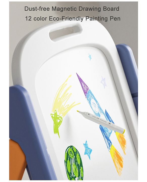 Multifunctional Block Drawing Table  Multicolor| Foldable Easel Board| Anti-glare Nanometer Coating| Comfortable Chair| With Wheels & Storage| Adjustable Height| Easy to Wipe