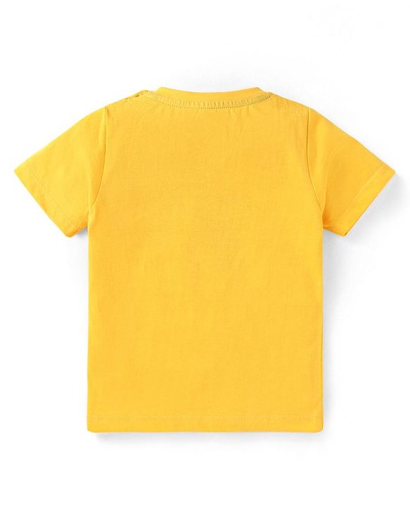 Babyhug Disney Cotton Knit Half Sleeves T-Shirt & Shorts Set With Mickey Mouse Graphics - Yellow