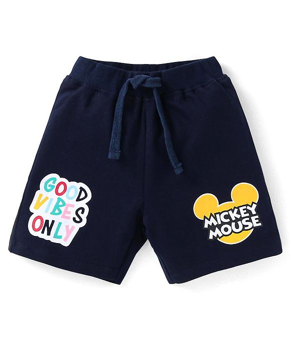 Babyhug Disney Cotton Knit Half Sleeves T-Shirt & Shorts Set With Mickey Mouse Graphics - Yellow