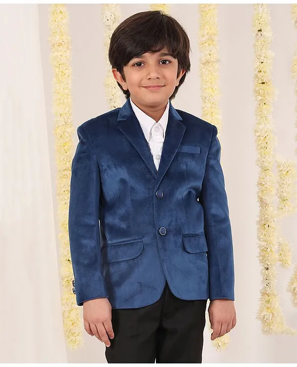 Buy Vastramay Full Sleeves Solid Velvet Blazer Navy Blue for Boys 13 14 Years Online in India Shop at FirstCry 16298227