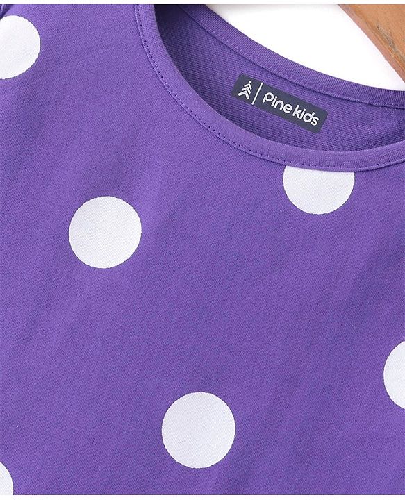 Pine Kids Half Sleeves Night Suit Polka Dot Print - Passion Flower