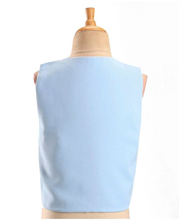 Babyhug Full Sleeves Sequined Party Suit with Waistcoat & Bow - Sky Blue