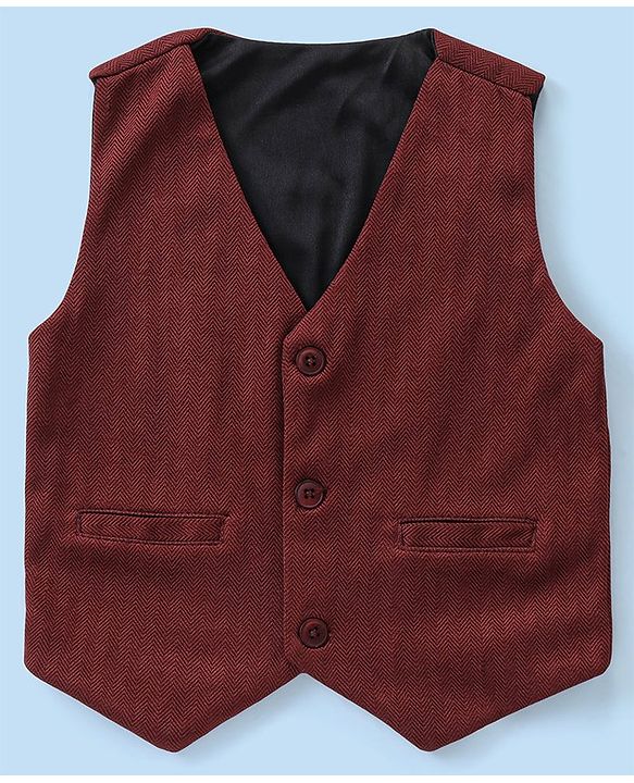 Babyhug Half Sleeves Party Suit with Bow - Maroon
