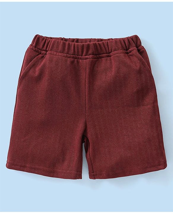 Babyhug Half Sleeves Party Suit with Bow - Maroon