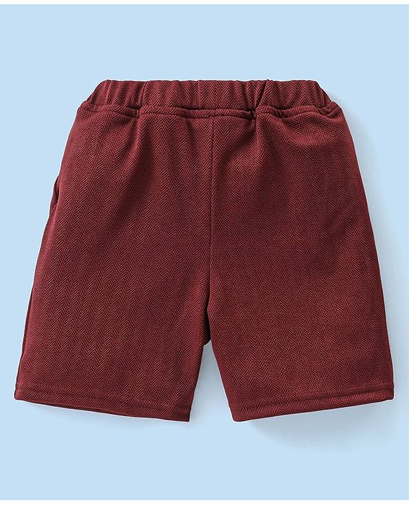 Babyhug Half Sleeves Party Suit with Bow - Maroon