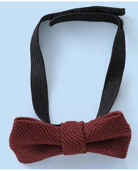 Babyhug Half Sleeves Party Suit with Bow - Maroon