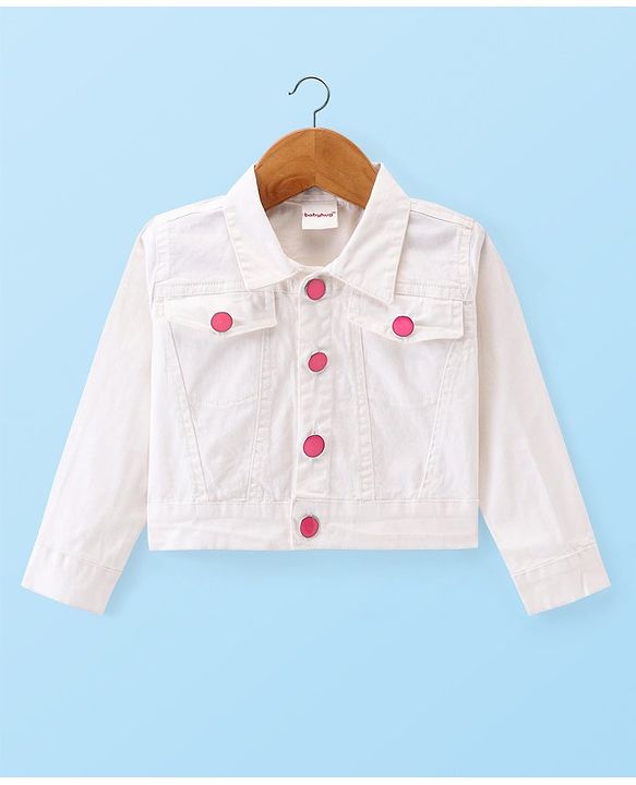 Babyhug Cotton Knit Full Sleeves Jacket With Frock Floral Print - White