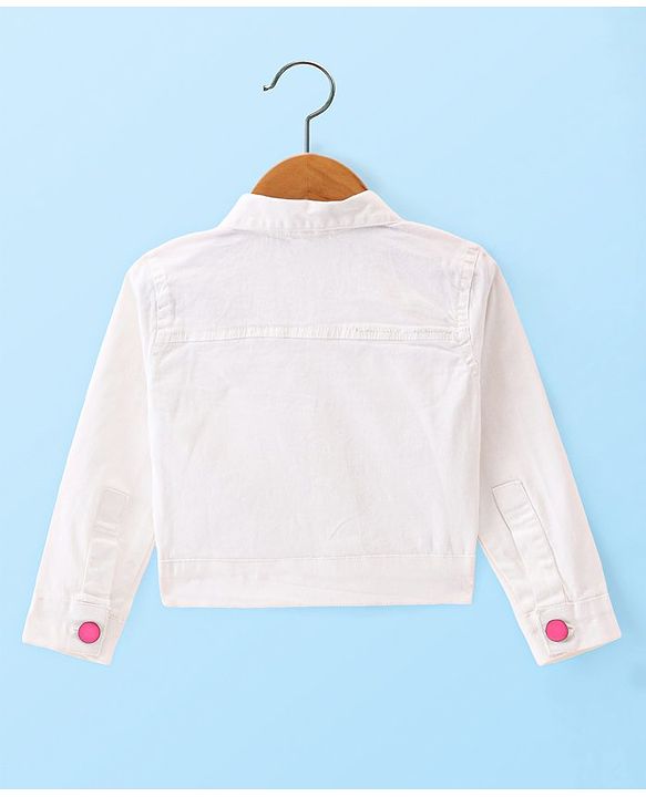 Babyhug Cotton Knit Full Sleeves Jacket With Frock Floral Print - White