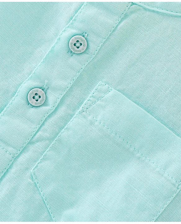 Babyhug Cotton Linen Half Sleeves Solid Kurta Shirt- Mint
