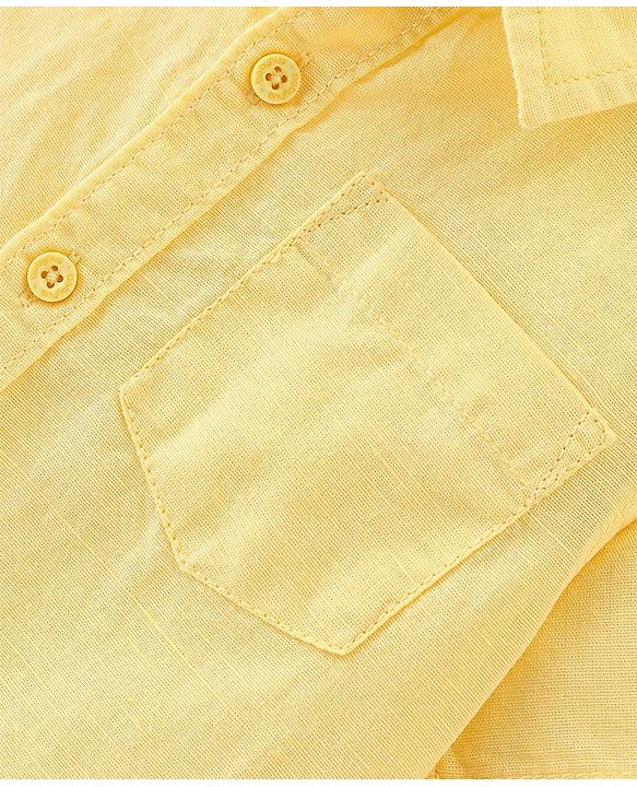 Babyhug Linen Woven Half Sleeves Solid Shirt - Yellow