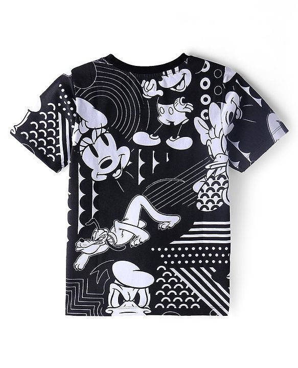 Pine Kids Disney  Half Sleeve T-Shirt with Mickey Mouse Family Graphics - Black