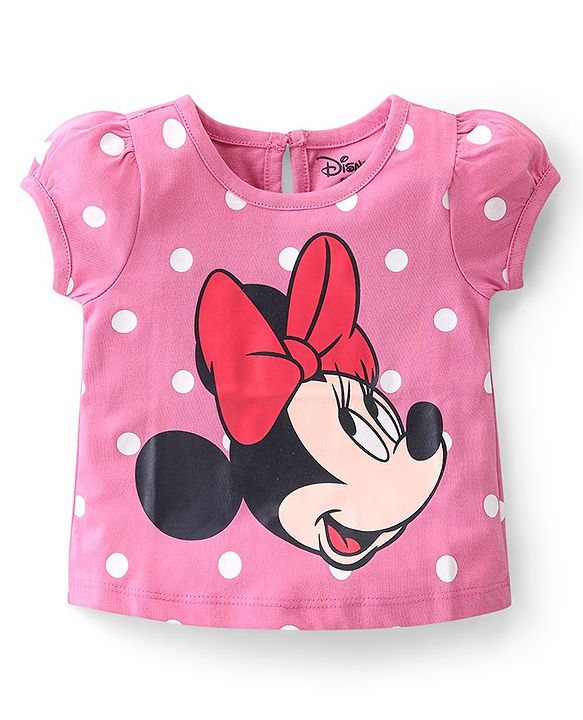 Babyhug Disney Cotton Knit Half Sleeves Top with Minnie Mouse Print Pack of 3 - Multicolor