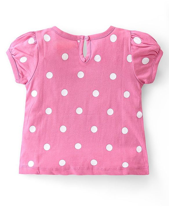 Babyhug Disney Cotton Knit Half Sleeves Top with Minnie Mouse Print Pack of 3 - Multicolor
