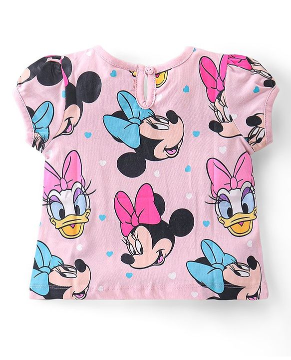 Babyhug Disney Cotton Knit Half Sleeves Top with Minnie Mouse Print Pack of 3 - Multicolor