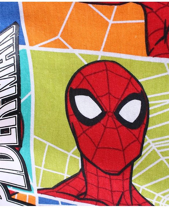 Babyhug Marvel Cotton Knit Half Sleeves Oversized T-Shirt with Spiderman Print - Multicolor