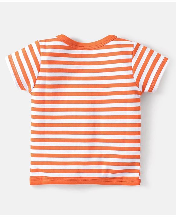 Babyhug 100% Cotton Knit  Half Sleeves Front Open Vests  Striped & Fruit Print Pack of 3 - Multicolour