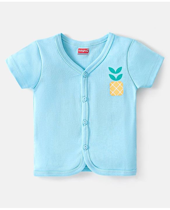 Babyhug 100% Cotton Knit  Half Sleeves Front Open Vests  Striped & Fruit Print Pack of 3 - Multicolour