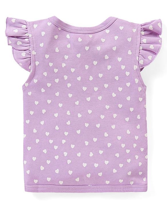 Babyhug 100% Cotton Knit Front Open Frill Sleeves Heart Printed Vest Pack of 3 - Multicolour
