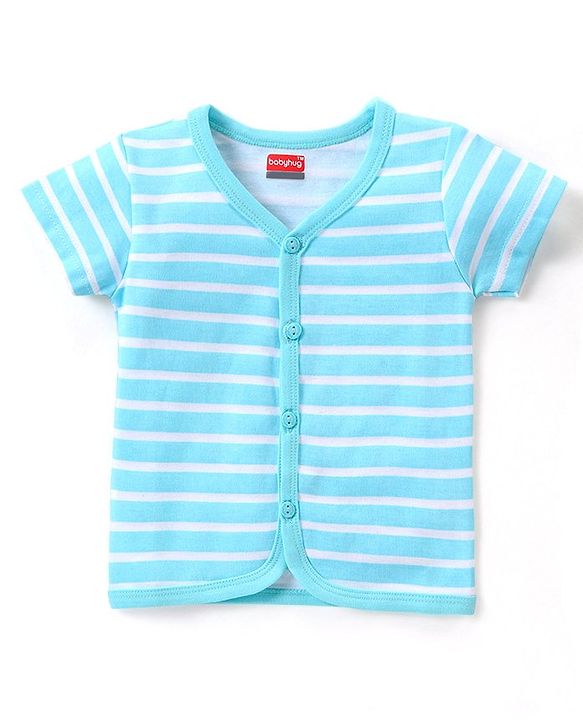 Babyhug 100% Cotton Knit Half Sleeves Striped & Dino Printed Set of Vests Pack of 3 - Multicolour