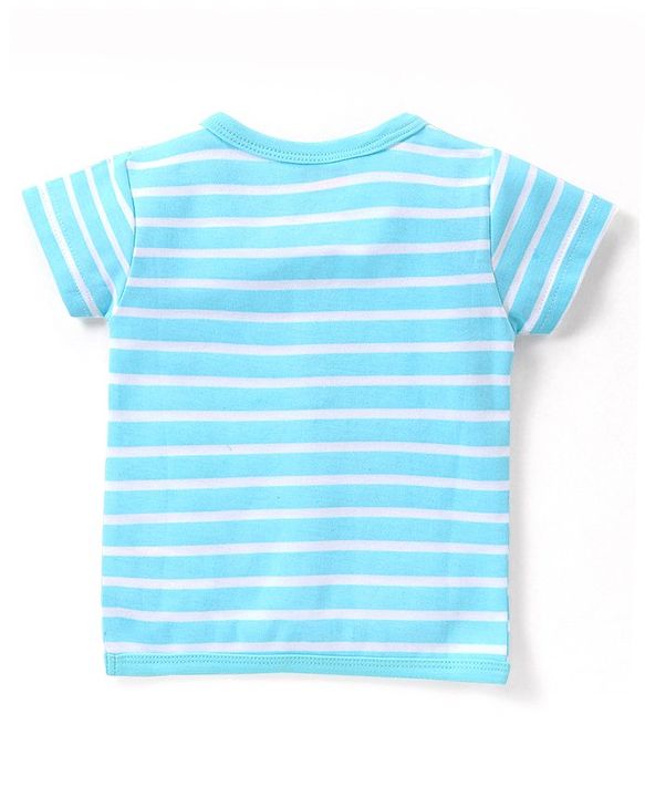 Babyhug 100% Cotton Knit Half Sleeves Striped & Dino Printed Set of Vests Pack of 3 - Multicolour