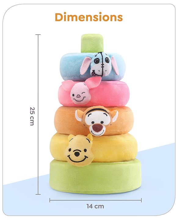 Babyhug 5 Pcs Disney Mickey And Friends Plush Stacking Ring Toy| 4 Rings and 1 Base Soft Stacking Toy| STEM Montessori Learning Toy for 1 - 3 Years Kids| Boost Motor Skills Creativity & Hand Eye Co-ordination| BIS Certified