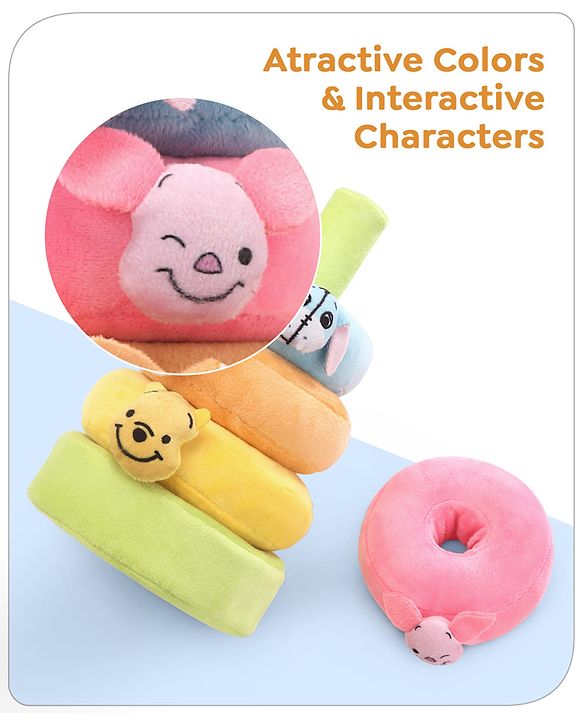 Babyhug 5 Pcs Disney Mickey And Friends Plush Stacking Ring Toy| 4 Rings and 1 Base Soft Stacking Toy| STEM Montessori Learning Toy for 1 - 3 Years Kids| Boost Motor Skills Creativity & Hand Eye Co-ordination| BIS Certified
