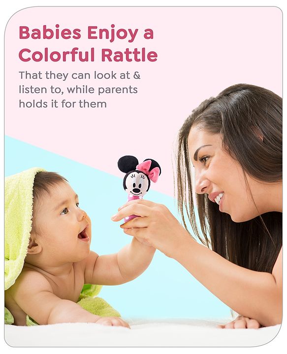 Babyhug Disney Soft Minnie Mouse Squeaker Baby Rattle - Pink