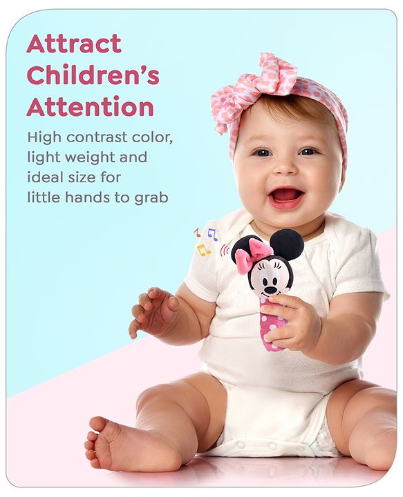 Babyhug Disney Soft Minnie Mouse Squeaker Baby Rattle - Pink