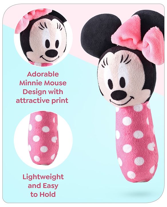 Babyhug Disney Soft Minnie Mouse Squeaker Baby Rattle - Pink