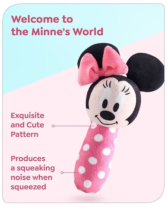 Babyhug Disney Soft Minnie Mouse Squeaker Baby Rattle - Pink