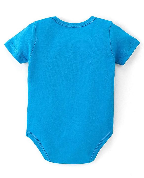 Babyhug 100% Cotton Knit Interlock Half Sleeves Onesies With Light House & Boat Pack Of 3 - Blue