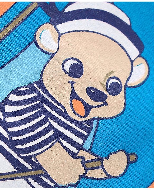 Babyhug 100% Cotton Knit Interlock Half Sleeves Onesies With Light House & Boat Pack Of 3 - Blue