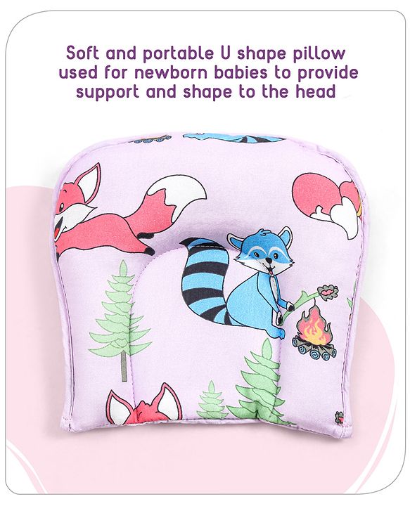 Babyhug Cotton Mattress Set with Mosquito Net Fox Print- Pista Green