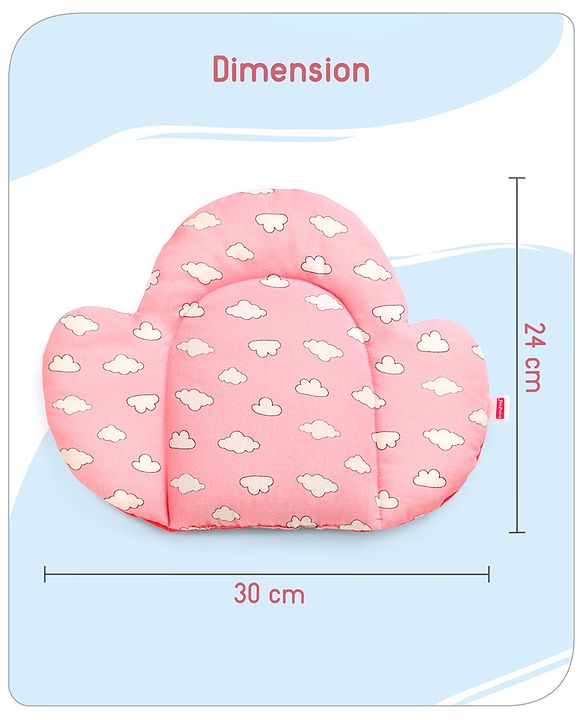 Babyhug Cloud Shaped Head Shaping Rai ( Mustard Seed ) Pillow Cloud Print- Pink
