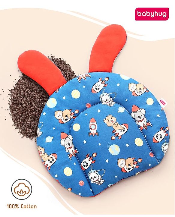 Babyhug Cloud Shaped Head Shaping Rai ( Mustard Seed ) Pillow Cloud Print- Pink