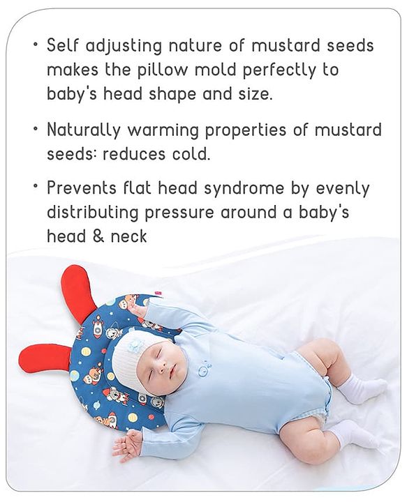 Babyhug Cloud Shaped Head Shaping Rai ( Mustard Seed ) Pillow Cloud Print- Pink