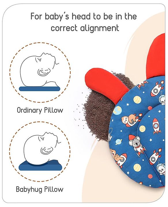 Babyhug Cloud Shaped Head Shaping Rai ( Mustard Seed ) Pillow Cloud Print- Pink