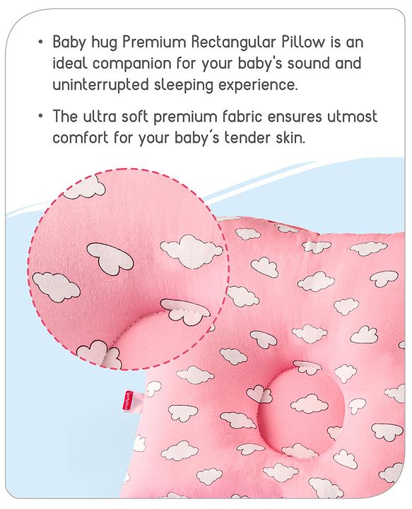 Babyhug Rectangular Head Shaping Neck Pillow Cloud Print- Pink