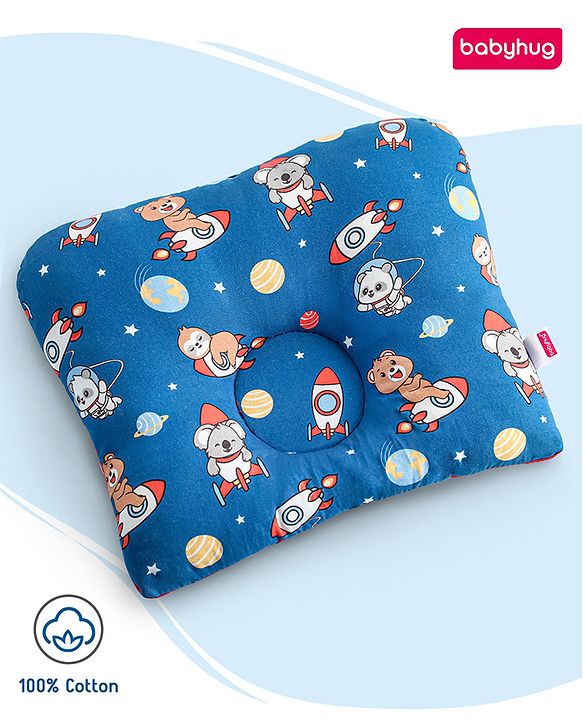 Babyhug Rectangular Head Shaping Neck Pillow Cloud Print- Pink