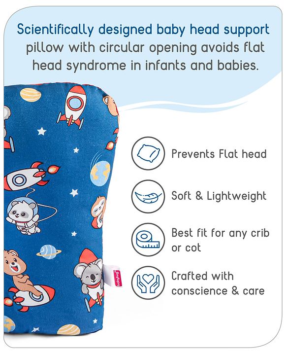 Babyhug Rectangular Head Shaping Neck Pillow Cloud Print- Pink